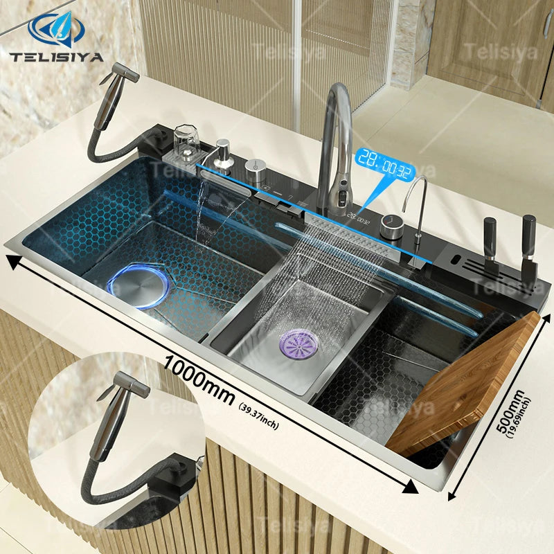 Various Waterfall Sink Stainless Steel Large Slot Digital