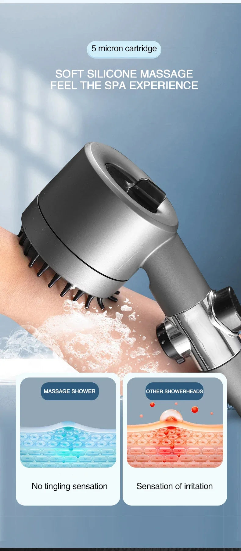 High Pressurized Filter Shower Head 3-Mode Adjustable Spray