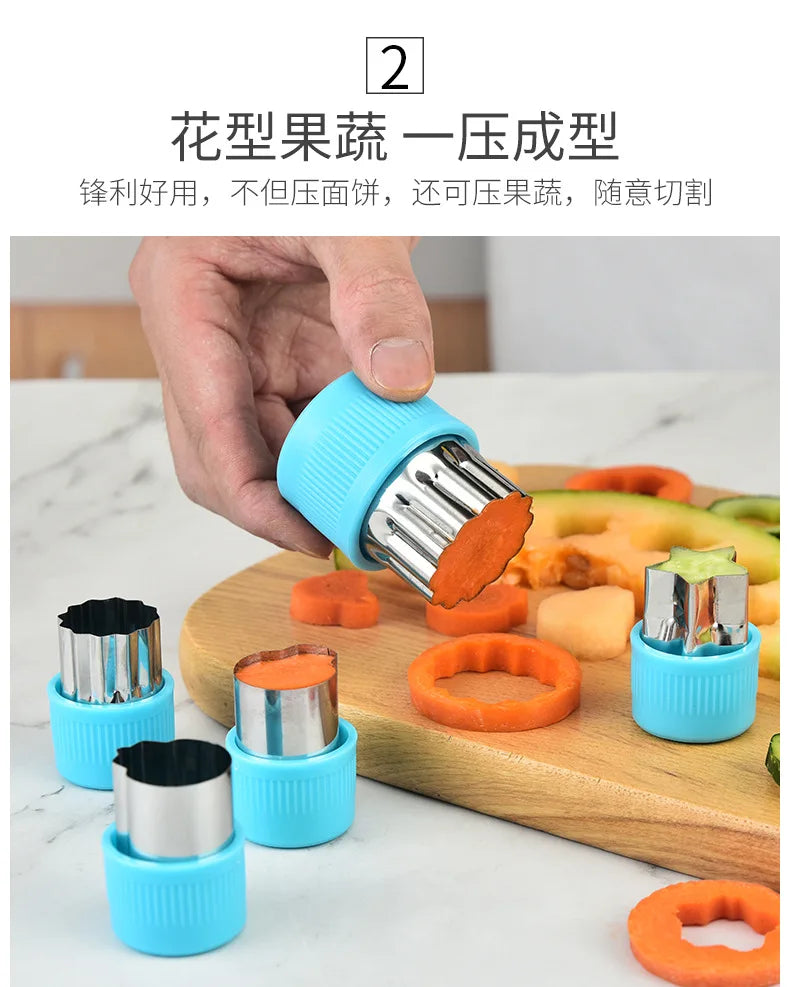 Star Heart Shape Vegetables Cutter Plastic Handle 3pcs