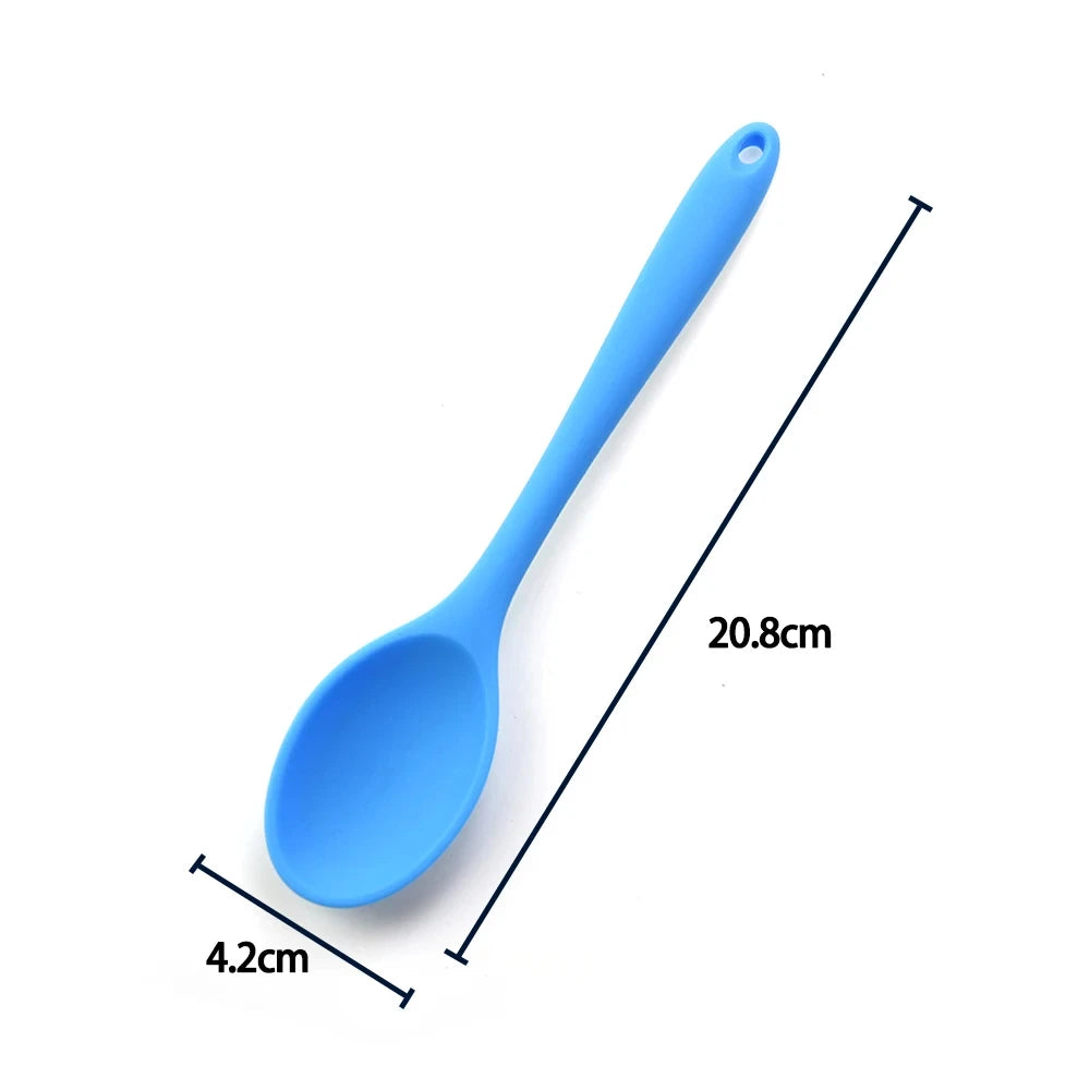 1pc Soft Silicone Spoon Stirring Long Handle Tableware