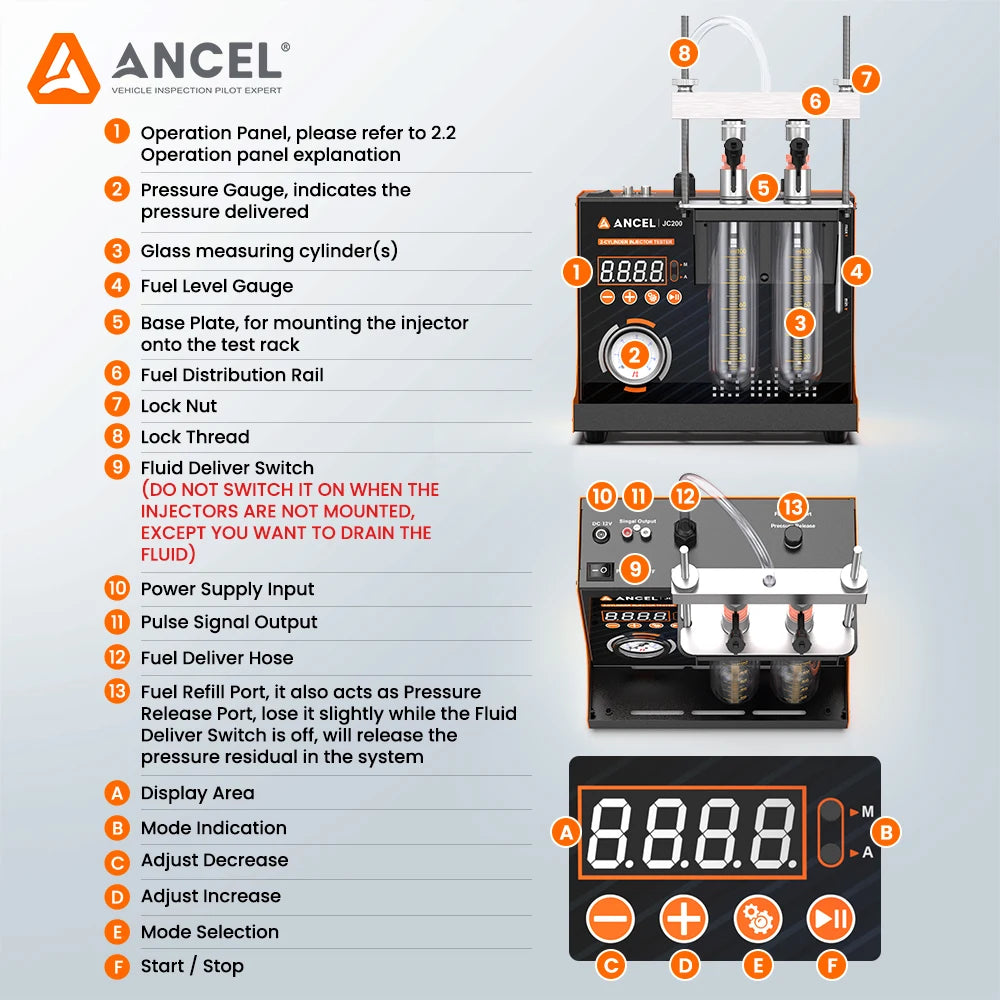 Ancel Jc200 Fuel Injector Cleaner Tester Machine Auto