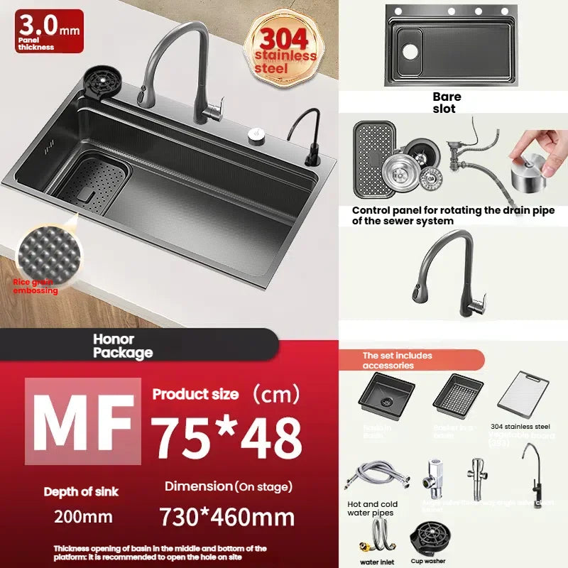 Stainless Steel Sink Gray Large Slot Wash Vegetables