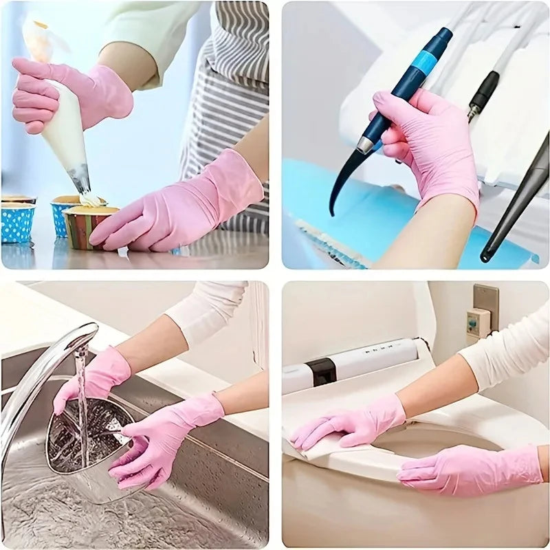 100/50/20pcs Light Pink Disposable Nitrile Gloves Light Pink