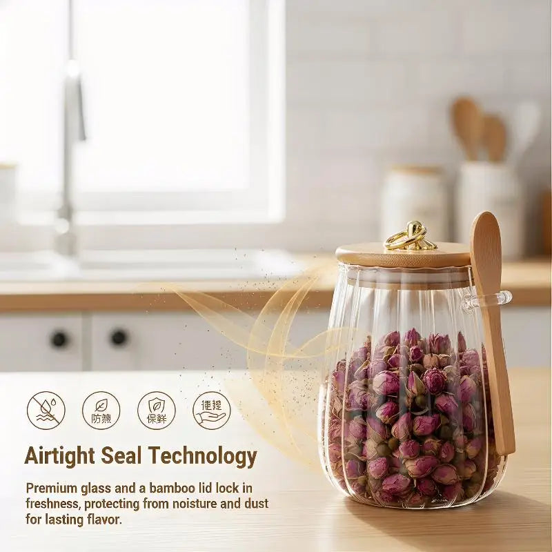 Airtight Food Containers Storage Pots Glass Jar Lid
