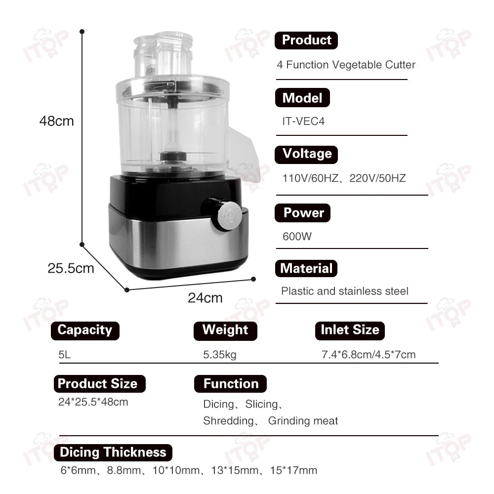 Itop Vec4 Multi-Function Food Processor Dicing/ Slicing/