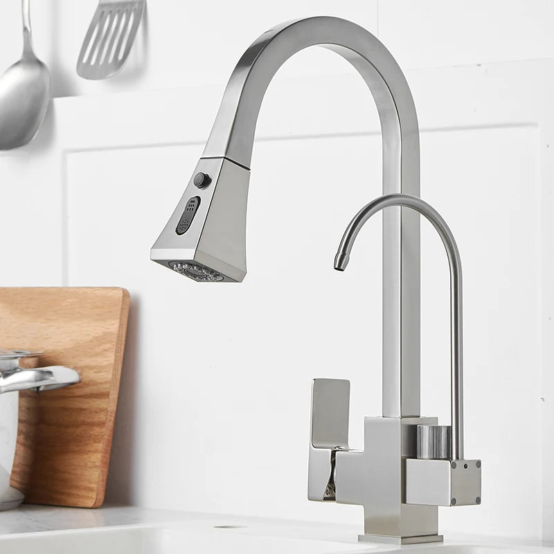 Square Touch On Filter Faucets Pull Down Cold