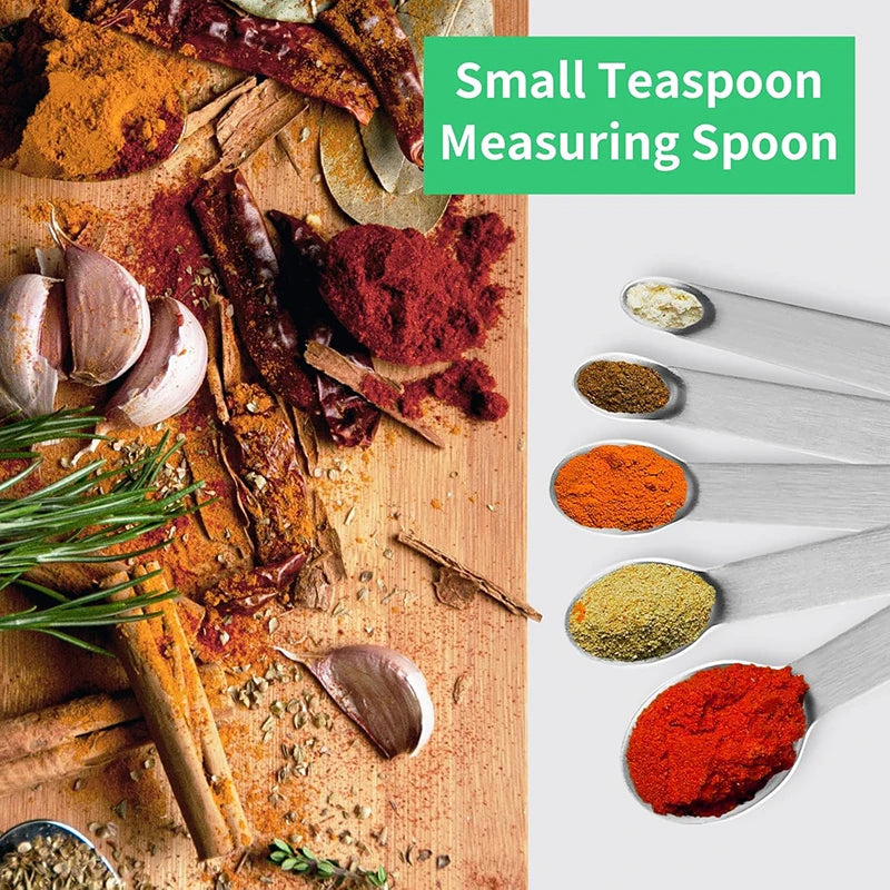 5pcs Measuring Spoon Stainless Steel Cooking Spoons Long