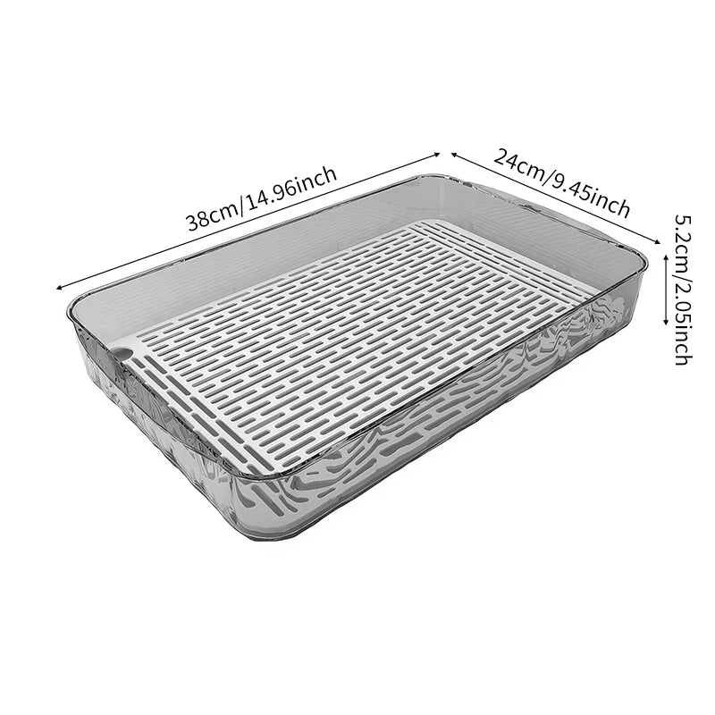 Double-Layer Rectangle Plastic Dish Drainer Fruit Dryer Tray