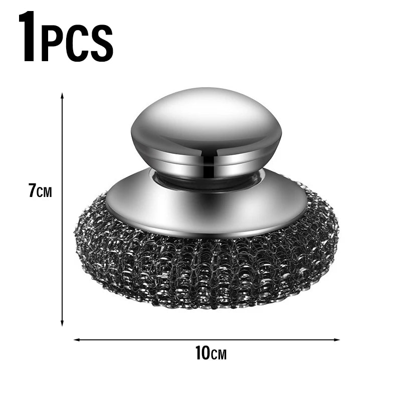 Stainless Steel Pot Brush Handle Metal Ball Dishwashing