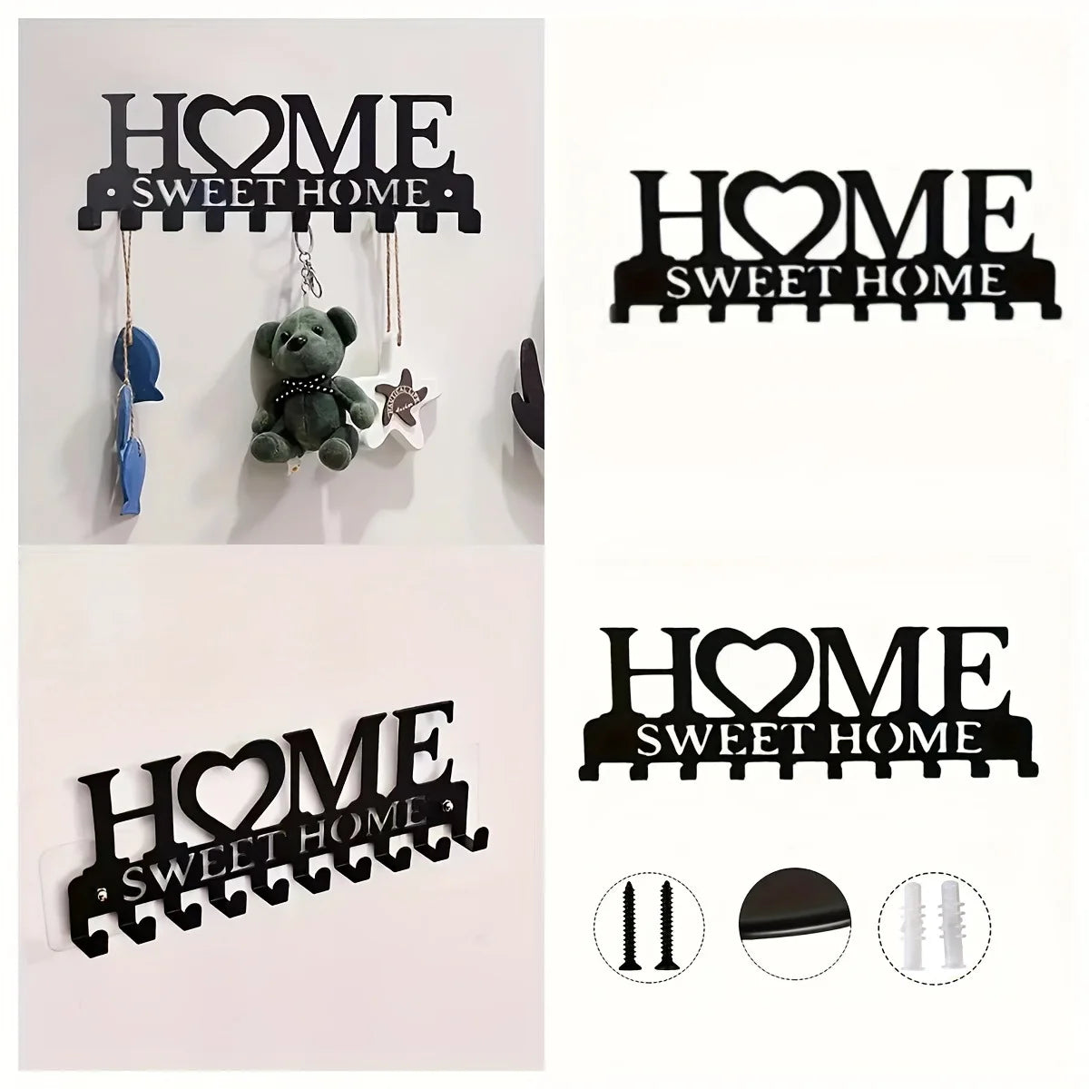 Sweet Black Metal Balcony Wall-Mounted Clothes Rack Key