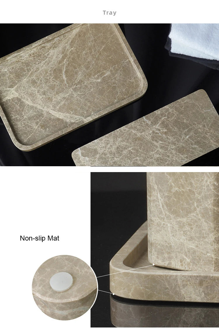 Emperador Light Natural Marble Bathroom Soap Dish Soap