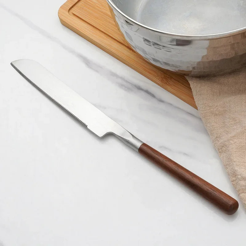 Walnut Handle Utensils Stainless Steel Cake Knife Shovel