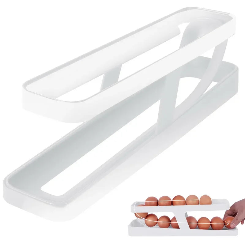 Automatic Rolling Egg Holder Rack Fridge Storage Box