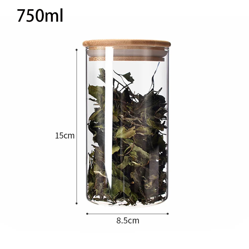 4/8pcs 250ml 500ml 1000ml Glass Jar Bamboo Lid
