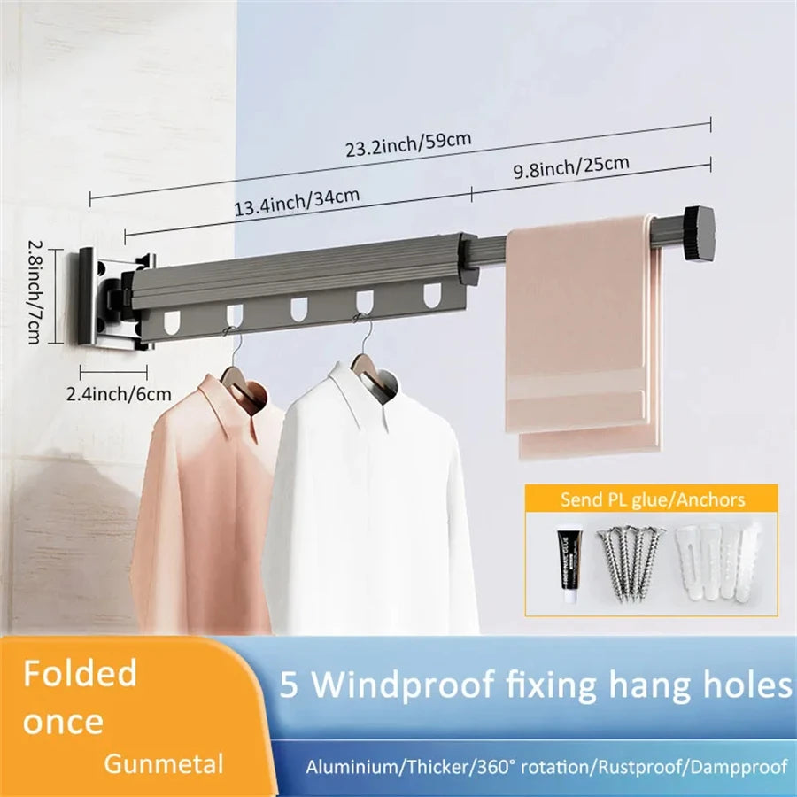 No Punching Folding Clothes Dryer Wall Mounted Drying