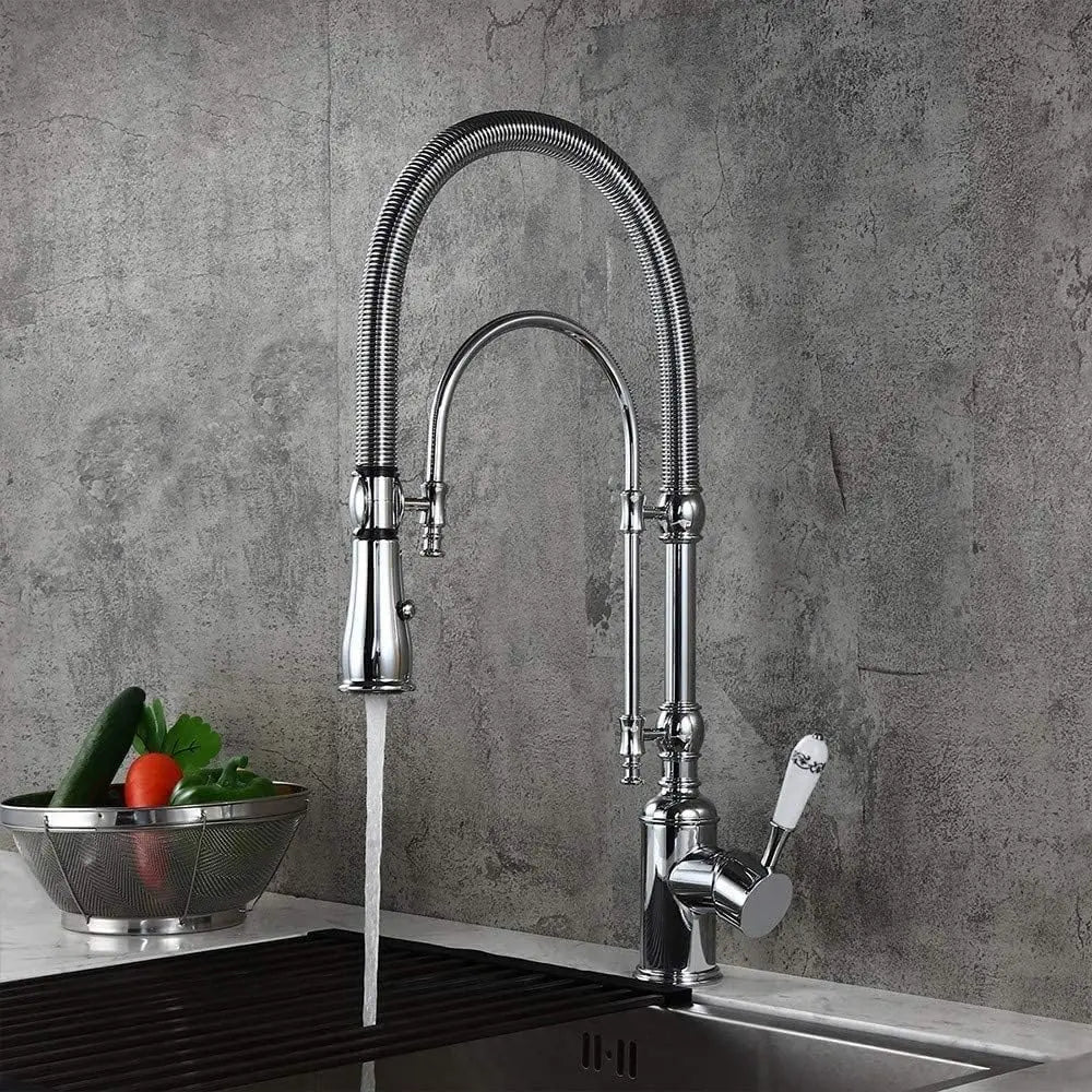 Ouio Solid Brass Dual-Function Faucet Pull-Down Sprayer &
