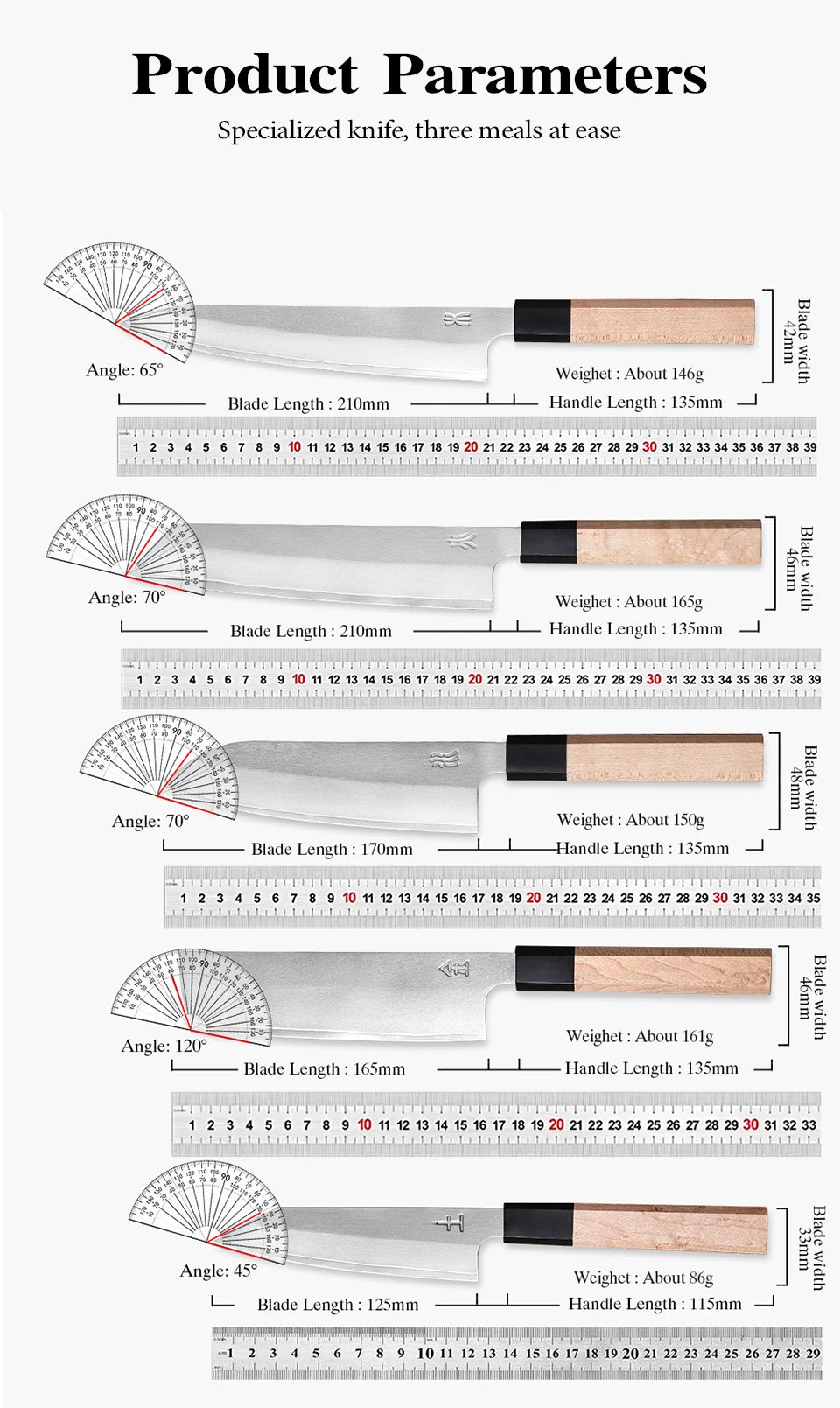 1pcs Or 5pcs Japanese Style Knives Layer Composite
