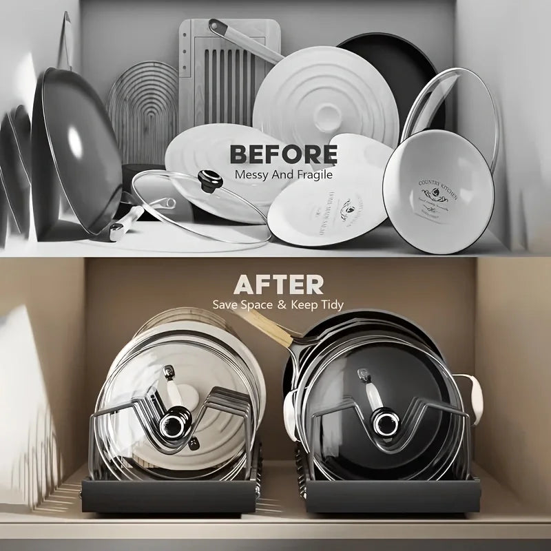 Pull Out Cabinet Storage Organizer Sliding Pot Lid
