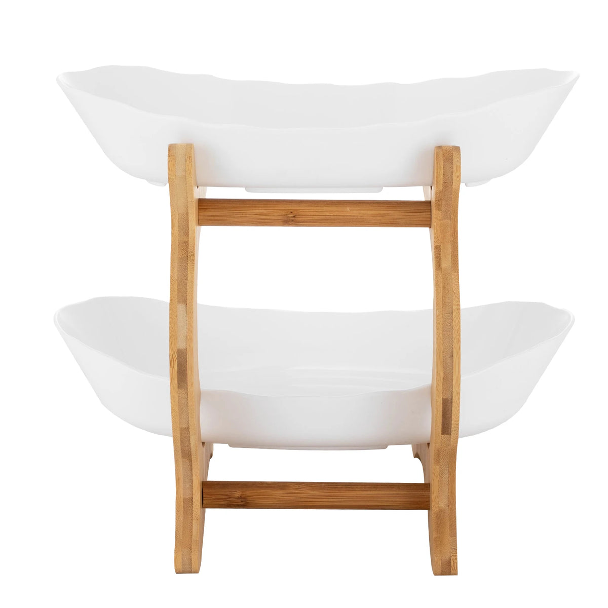 2-Tier Fruit Bowl Bamboo Fruit Basket Stand Food-Grade