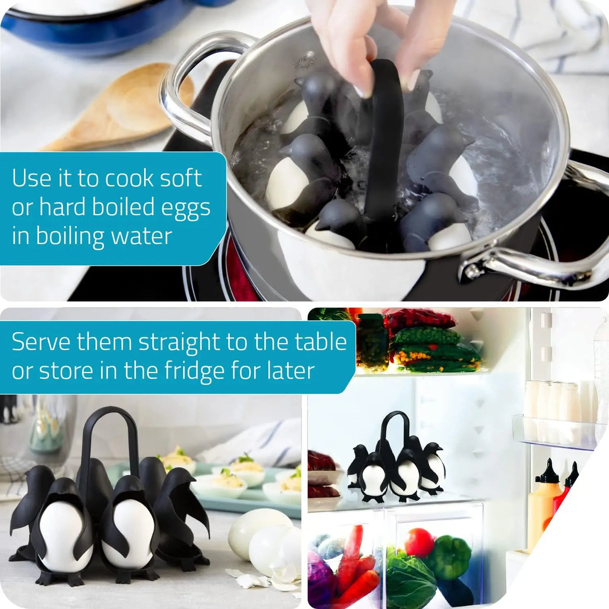 Penguin Egg Steamer & Refrigerator Storage Rack 2-In-1