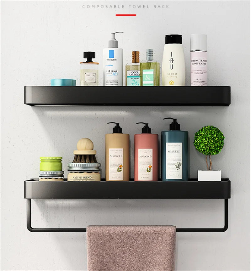 Bathroom Shelf Black Bathroom Shampoo Shower Storage Rack