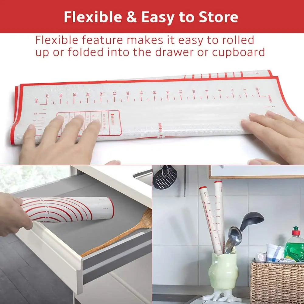 Non Slip Silicone Pastry Mat Measurements Nonstick Thick