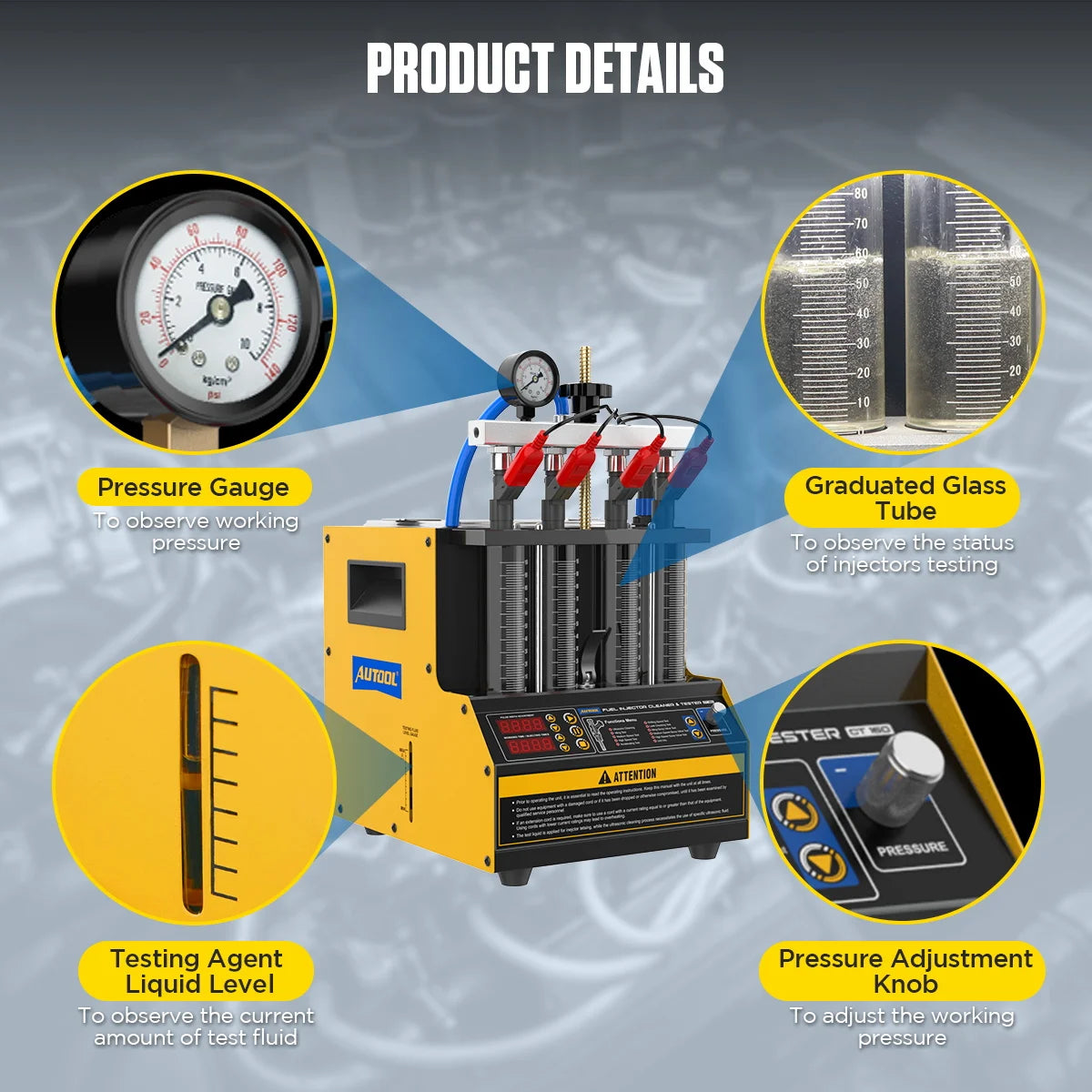Autool Ct160 Automotive Injector Nozzle Cleaning Machine Fuel