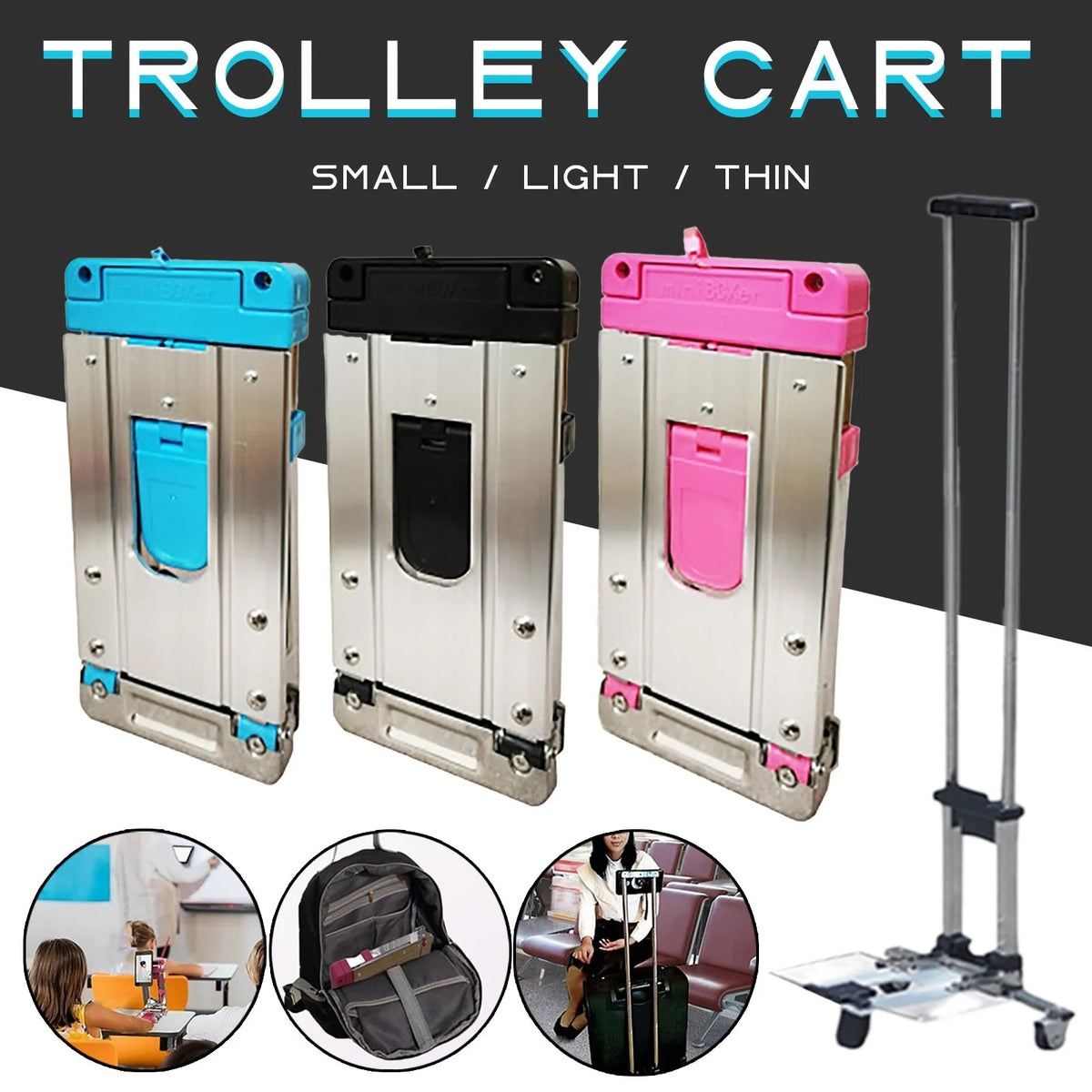 Mini Foldable Moving Trailer Stainless Steel Cart Shopping