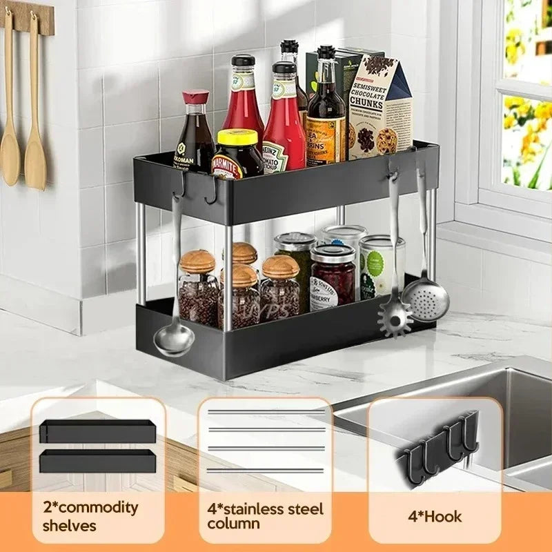 1/2 Under Sink Storage Organizer Tier Drawer Multipurpose