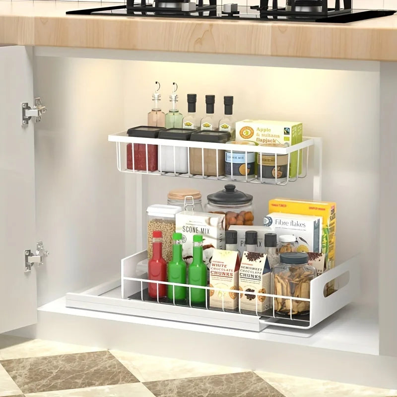 Pull Out Organizer Shelf Tier Storage Rack Large