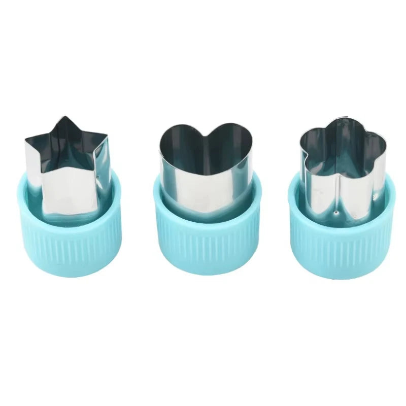 Star Heart Shape Vegetables Cutter Plastic Handle 3pcs