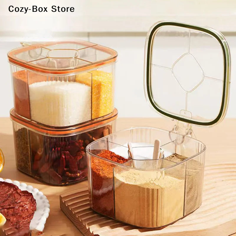 Grids Transparent Lid Spice Jar Seasoning Salt Pepper