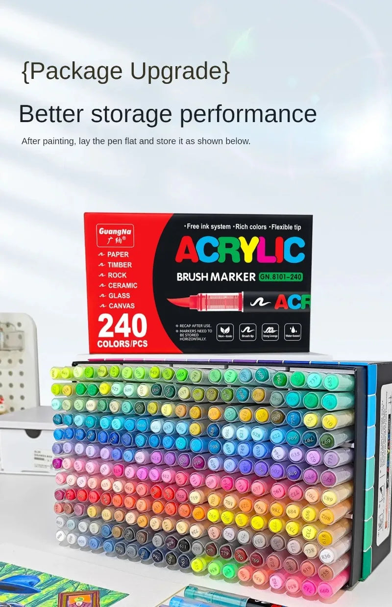 Guangna 12-360 Colors Acrylic Paint Pens Pencil Brush