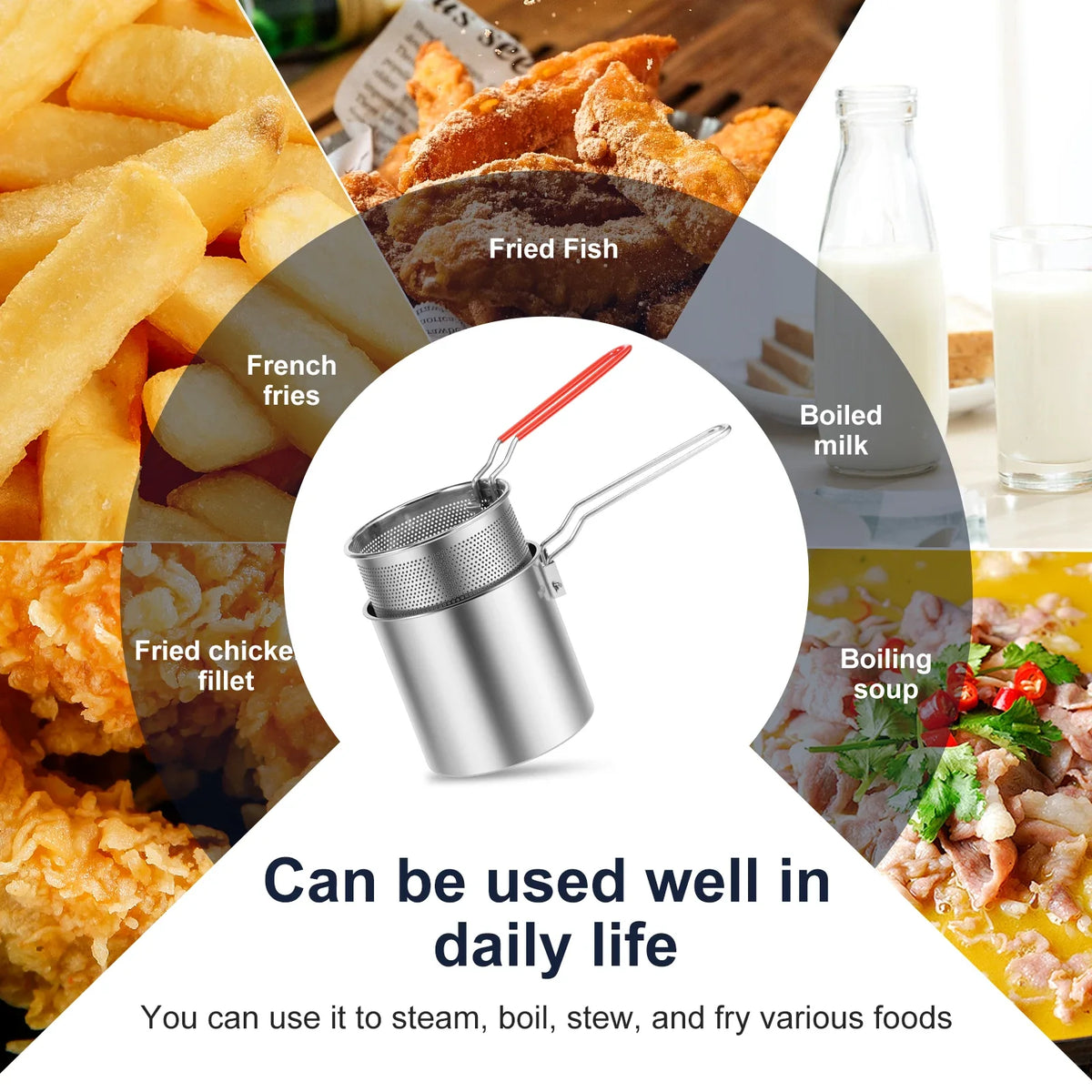 Stainless Steel Deep Fryer Frying Basket Oil Fryer