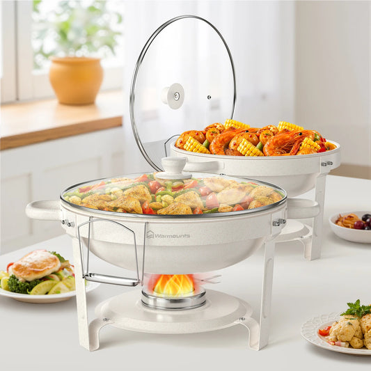 5qt 2/4 Pack White Chafing Dishes Buffet Glass