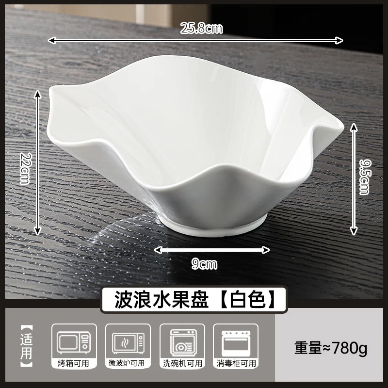 Ceramic Fruit Plate Irregular Folds Tray Desktop Storage