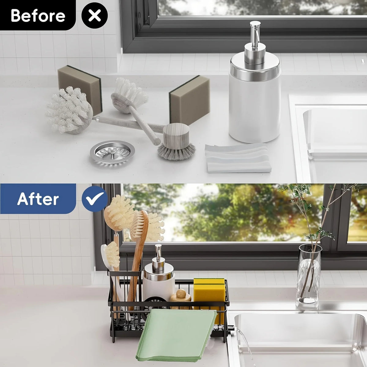 Sponge Holder Sink Auto Draining Sink Organizer Sink