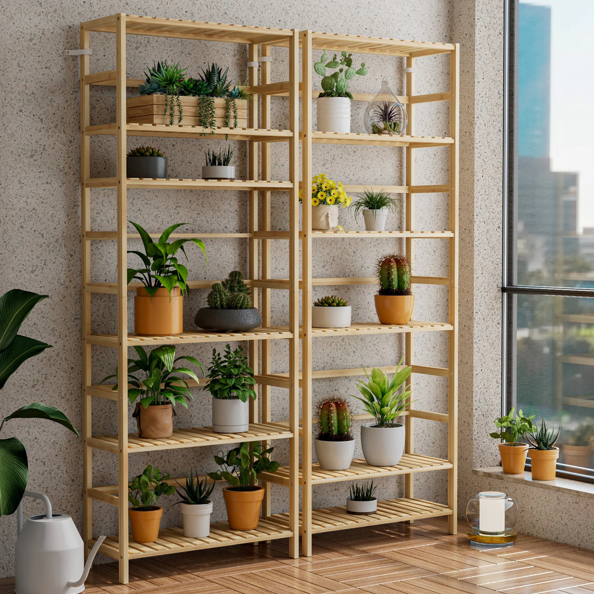 6-Tier Freestanding Bamboo Bookcase Storage Shelf Bathroom