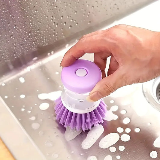 1pc Press-Type Liquid Dishwashing Brush - Pot Cleaning