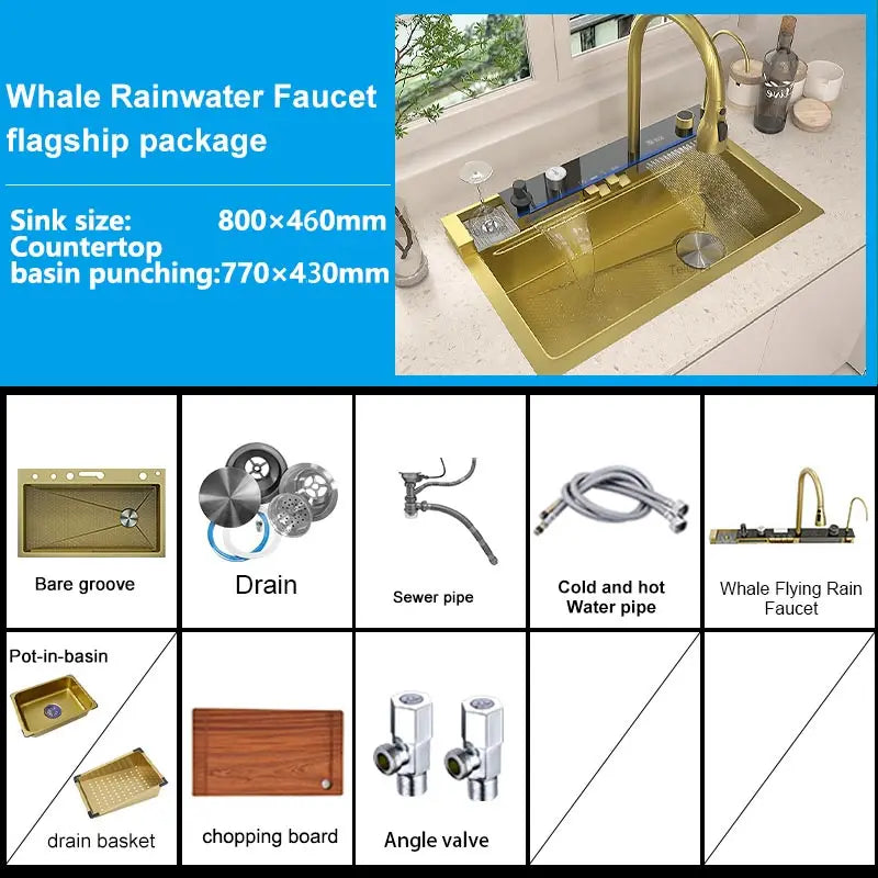 Various Waterfall Sink Stainless Steel Large Slot Digital