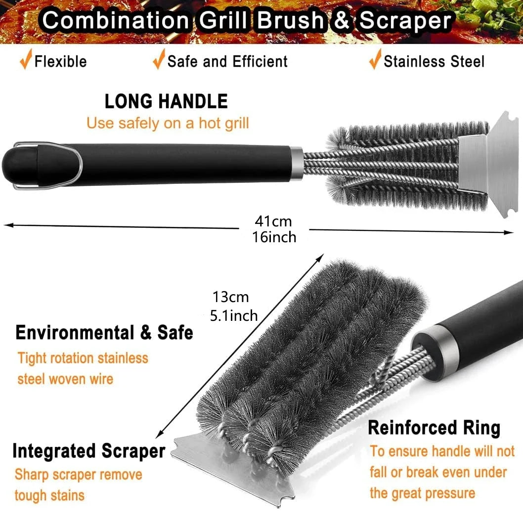 Stainless Steel Grill Cleaning Brush Outdoor Bbq Grill