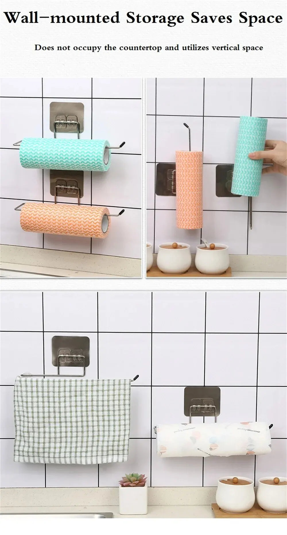 2pcs Paper Towel Holder Adhesive Toilet Paper Rack