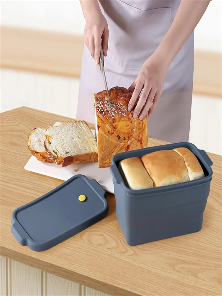 Collapsible Silicone Bread Loaf Pan Lid Nonstick Baking