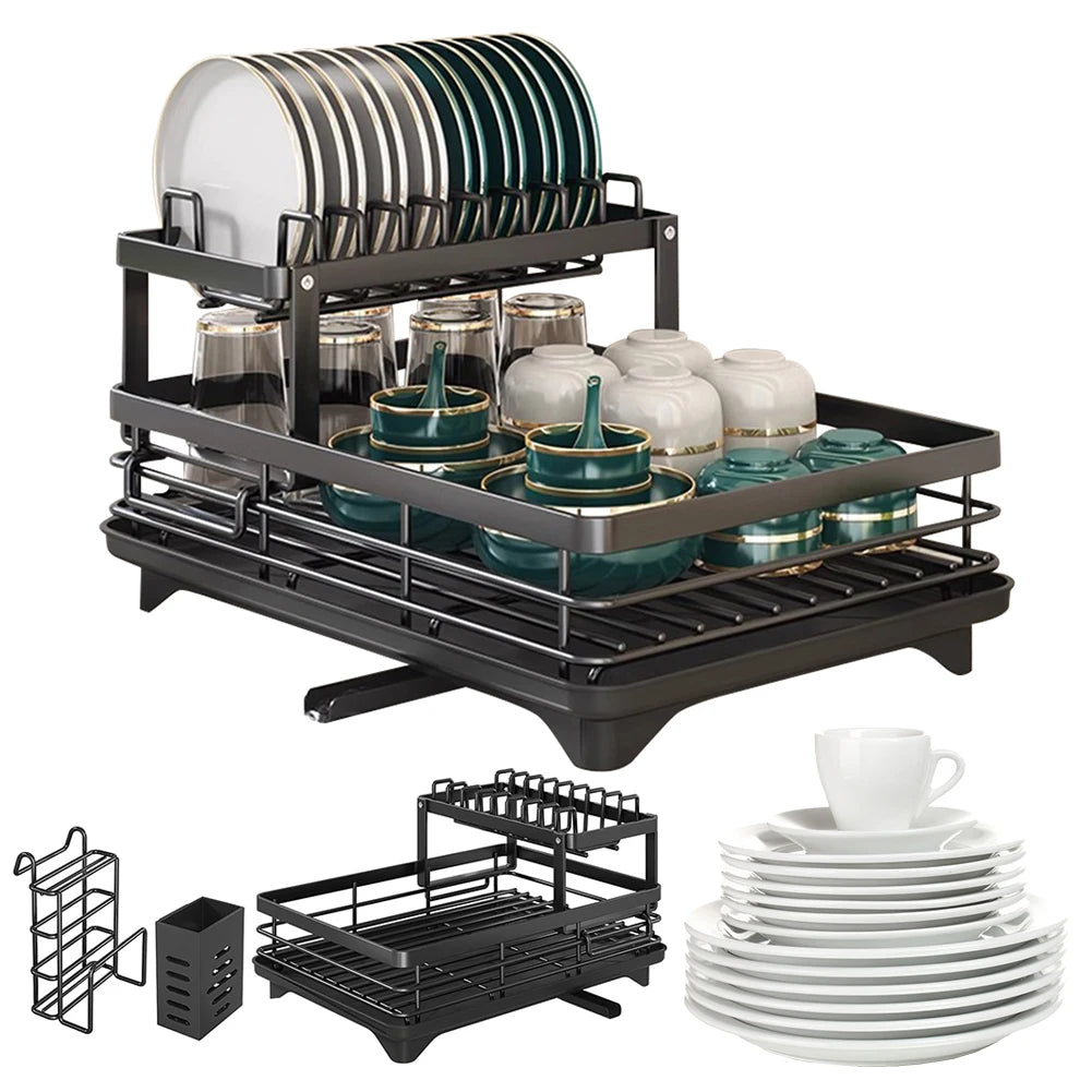Dish Bowl Drainer Dish Drying Rack Adjustable Plates