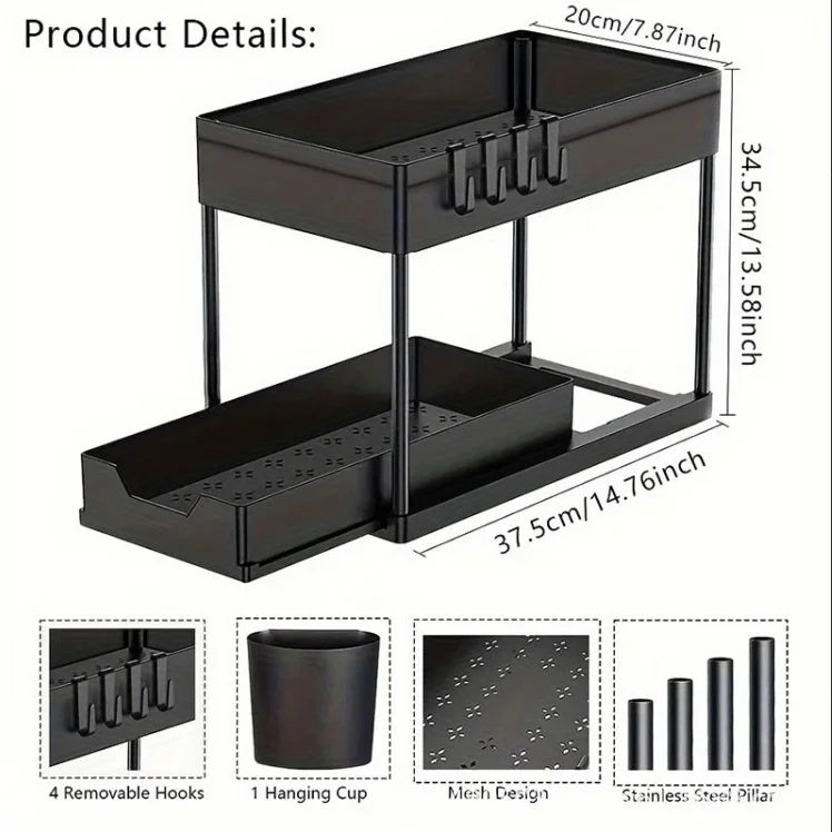 Tier Under Sink Organizer Sliding Cabinet Basket Organizer