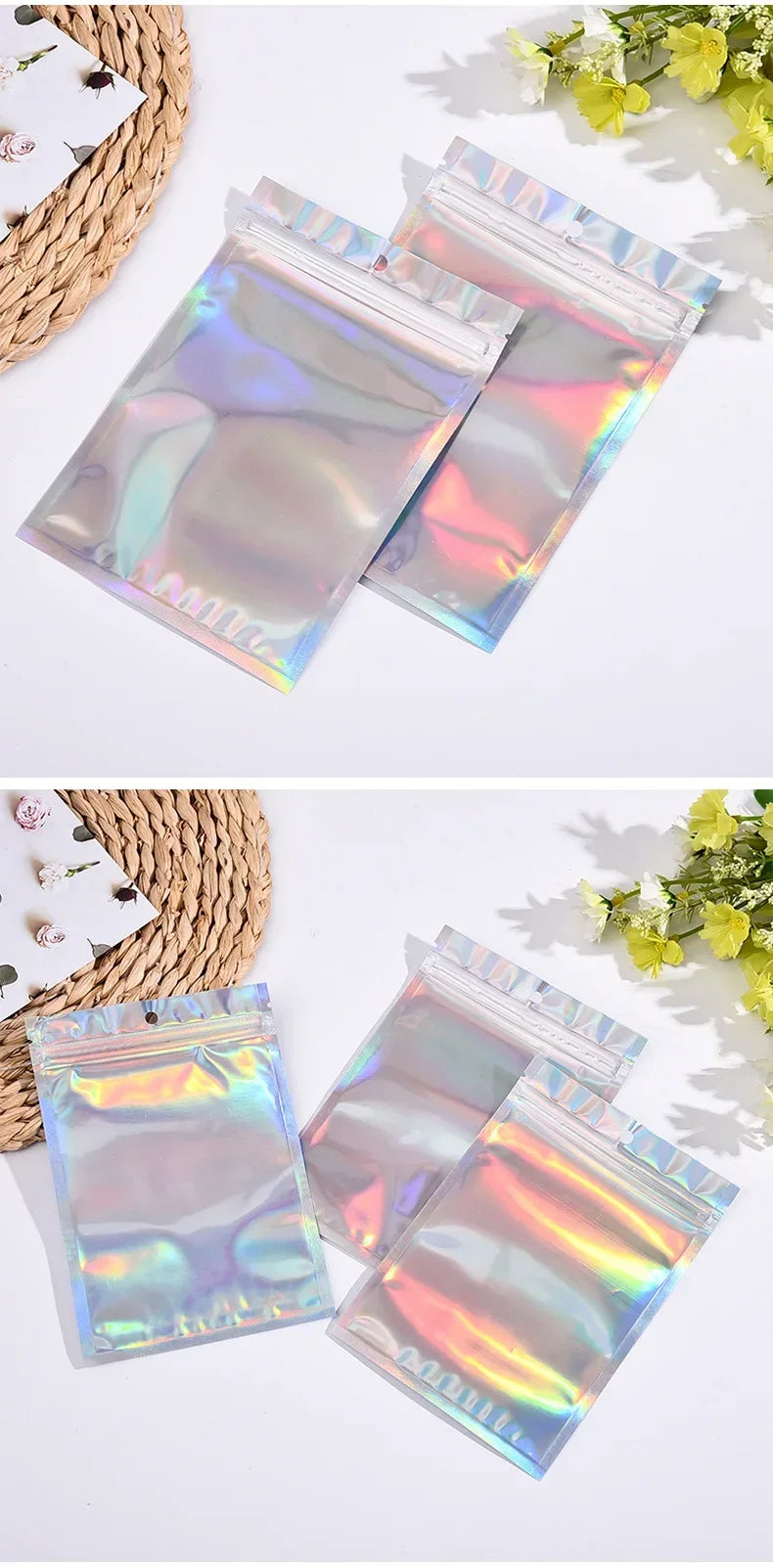 500pcs Laser Ziplock Bag Necklace Earrings Jewelry Gift
