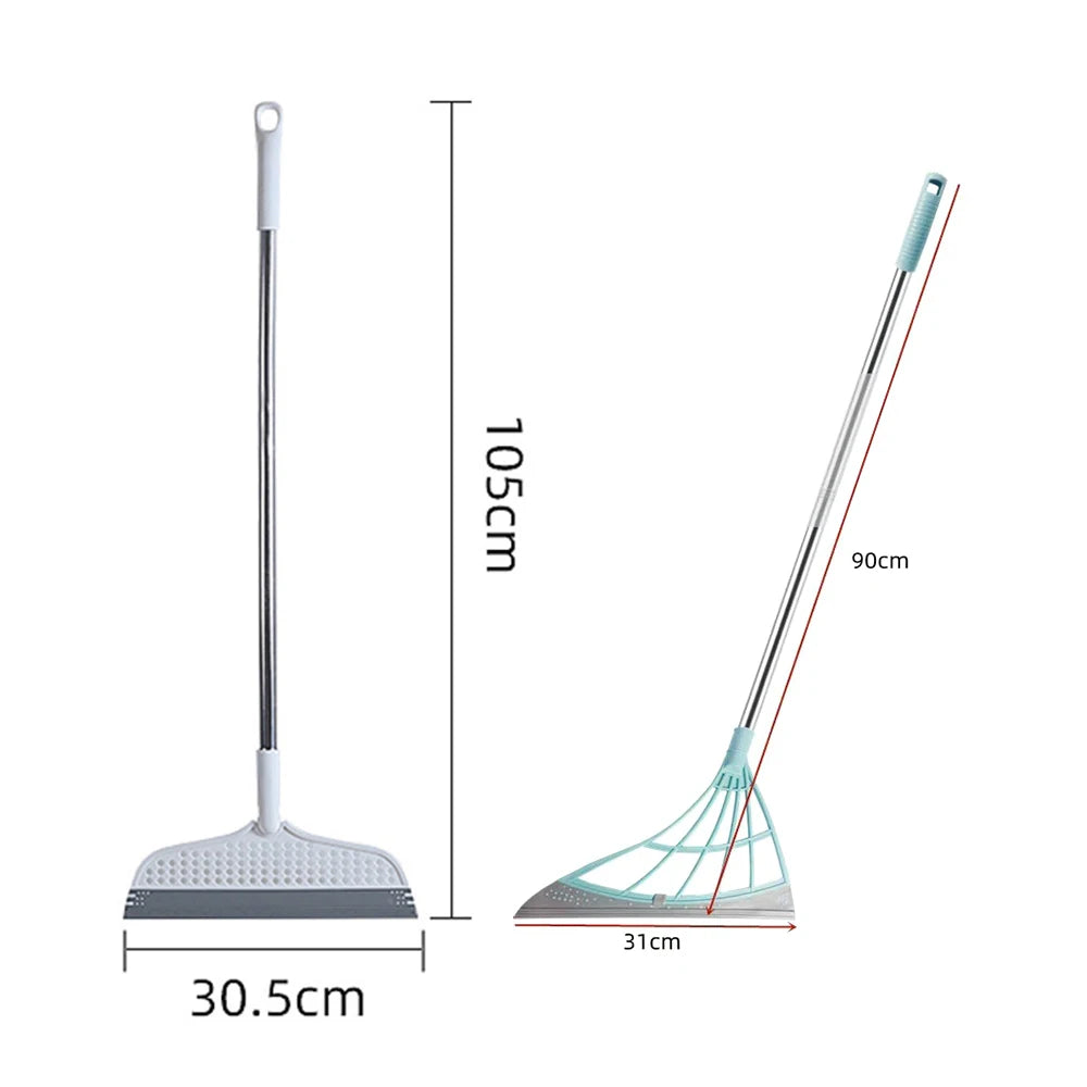 Silicone Floor Scraper Broom - Non-Stick Hair &