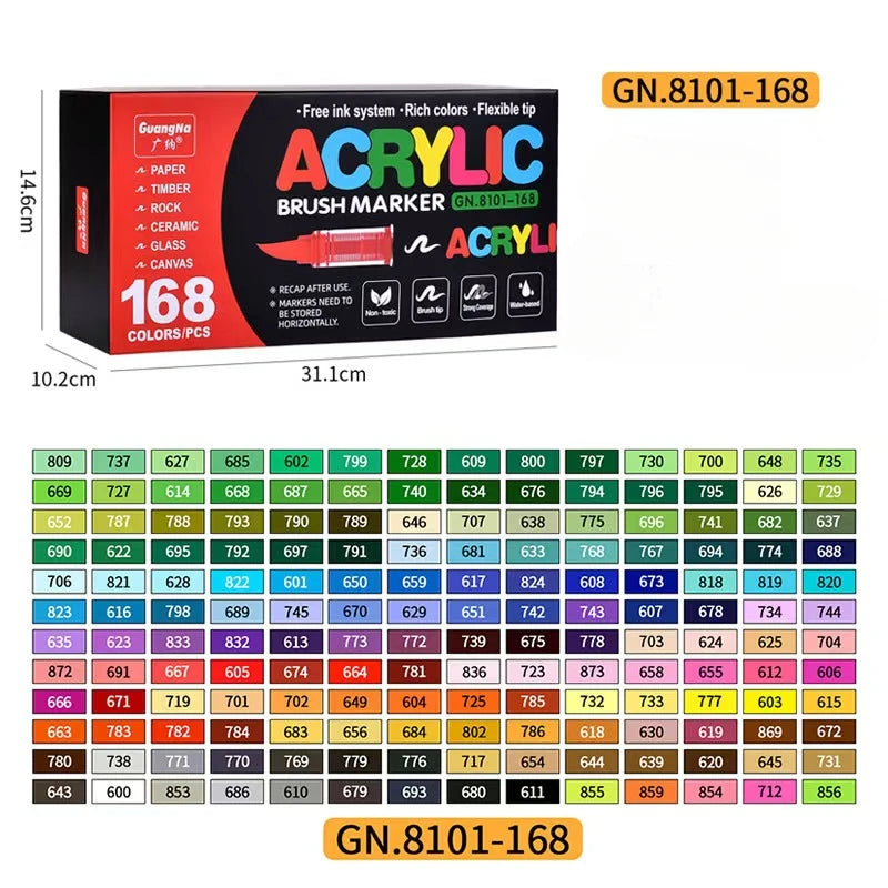 Guangna 120/168/240 Colors Acrylic Markers Dual Brush Pens