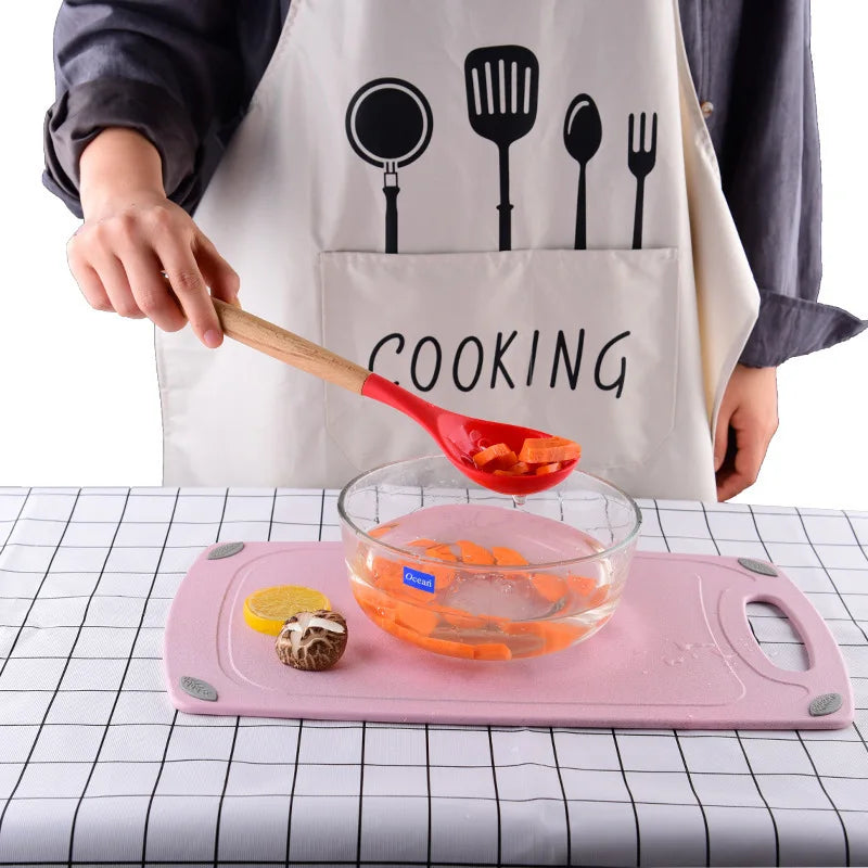 1pc Silicone Skimmer Colander Slotted Serving Spoon Salad
