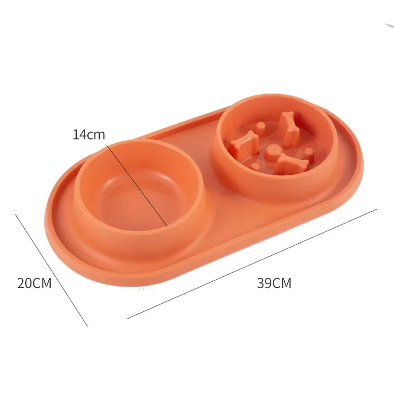 Dog Double Bowl Silicone Mat Cat Pet Food